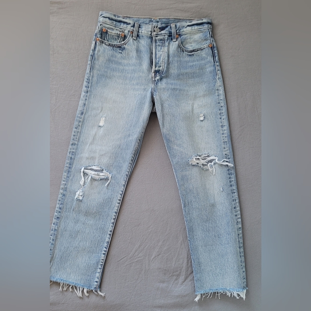 Levis straight ankle womens ripped jeans
